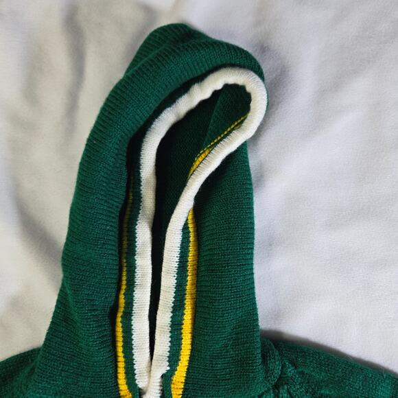 Vintage Woolworths 3T Boy's Cardigan Acrylic Green Hooded College Sweater Style - Picture 8 of 11